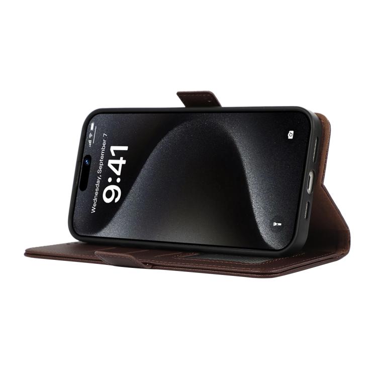 For iPhone 17 Air ABEEL Side-Magnetic Litchi Pattern Leather RFID Phone Case(Brown) - free shipping - PMc TechLife - Order now!