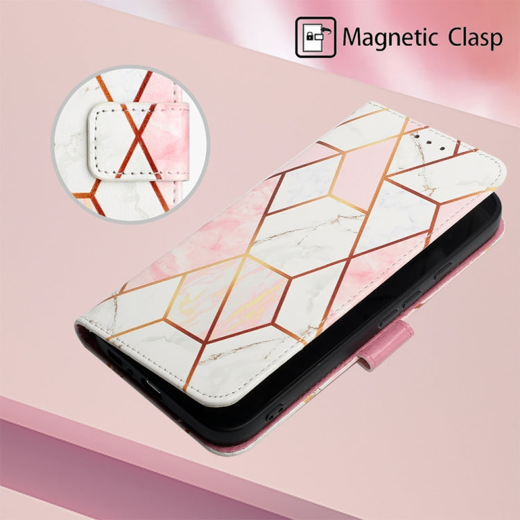 For Google Pixel 9 PT003 Marble Pattern Flip Leather Phone Case(Pink White) - Google Cases by PMC Jewellery | Online Shopping South Africa | PMC Jewellery | Buy Now Pay Later Mobicred