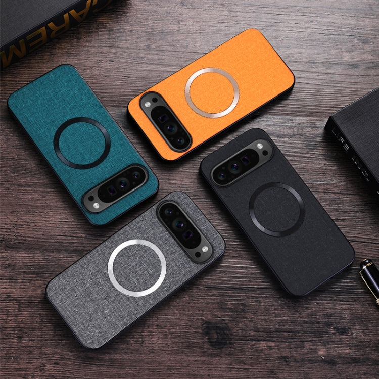 For Google Pixel 9 CD Magnetic Ring Cloth Texture PU Phone Case(Blue) - Google Cases by PMC TechLife | Online Shopping South Africa | PMC TechLife | Buy Now Pay Later Mobicred