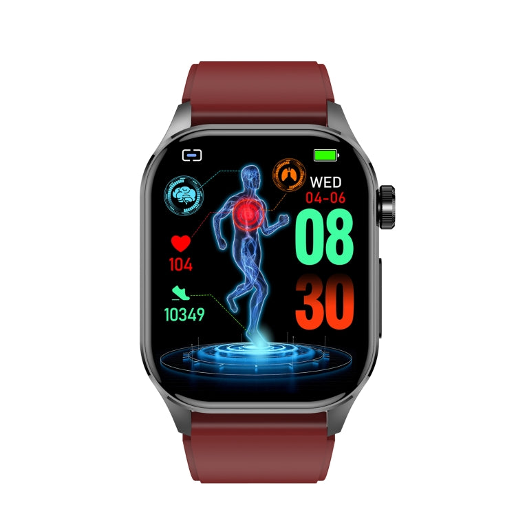 ET580 2.04 inch AMOLED Screen Sports Smart Watch Support Bluethooth Call /  ECG Function(Red Silicone Band) - Smart Watches by PMC Jewellery | Online Shopping South Africa | PMC Jewellery