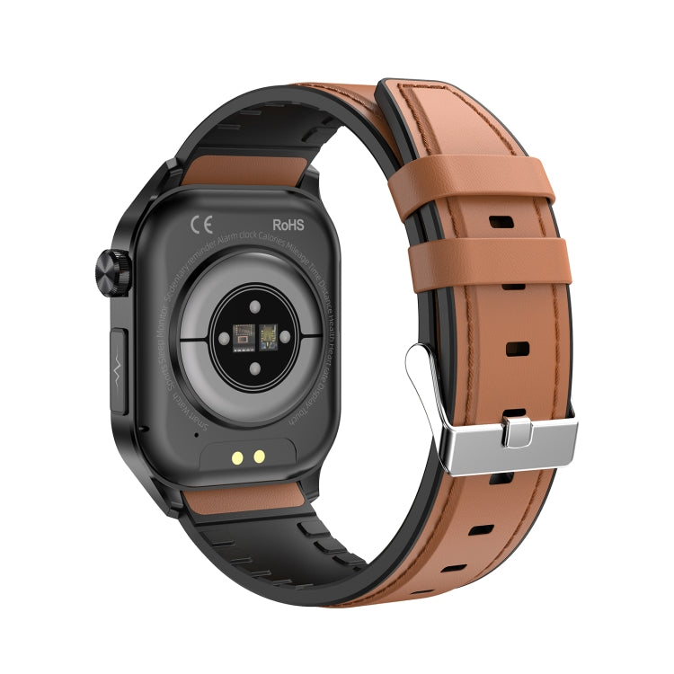 ET580 2.04 inch AMOLED Screen Sports Smart Watch Support Bluethooth Call /  ECG Function(Brown Leather Band) - Smart Watches by PMC Jewellery | Online Shopping South Africa | PMC Jewellery