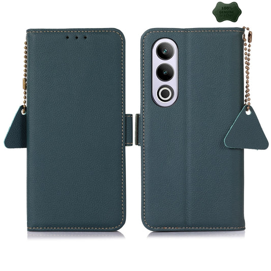 For OnePlus CE4 5G Global Side-Magnetic TJ Genuine Leather RFID Phone Case(Green) - OnePlus Cases by PMC Jewellery | Online Shopping South Africa | PMC Jewellery | Buy Now Pay Later Mobicred