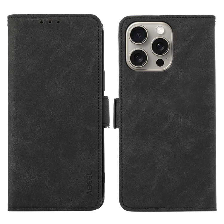 For iPhone 16 Pro ABEEL Frosted Magnetic RFID Leather Phone Case(Black) - iPhone 16 Pro Cases by PMC TechLife | Online Shopping South Africa | PMC TechLife | Buy Now Pay Later Mobicred