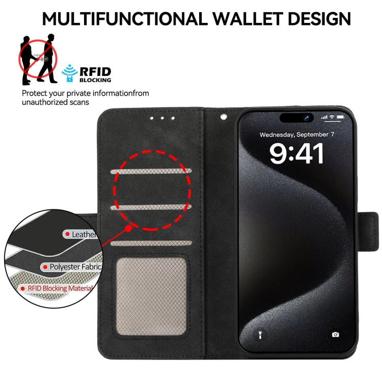 For iPhone 16 Pro ABEEL Frosted Magnetic RFID Leather Phone Case(Black) - iPhone 16 Pro Cases by PMC TechLife | Online Shopping South Africa | PMC TechLife | Buy Now Pay Later Mobicred