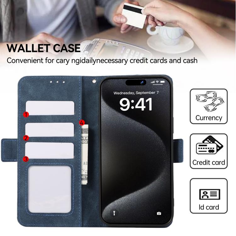 For iPhone 17 Air ABEEL Frosted Magnetic RFID Leather Phone Case(Blue) - free shipping - PMc TechLife - Order now!