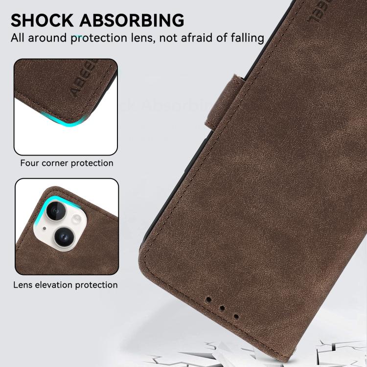For iPhone 17 Air ABEEL Frosted Magnetic RFID Leather Phone Case(Brown) - free shipping - PMc TechLife - Order now!
