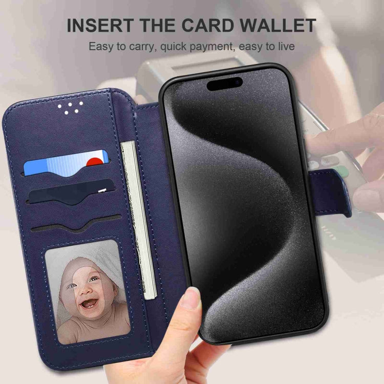 For iPhone 15 Plus / 14 Plus ESEBLE E1 Nappa Texture MagSafe Holder Leather Phone Case(Dark Blue) - free shipping - PMC Jewellery - Order now!