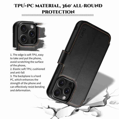 For iPhone 14 Pro ESEBLE E1 Nappa Texture MagSafe Holder Leather Phone Case(Black) - iPhone 14 Pro Cases by ESEBLE | Online Shopping South Africa | PMC Jewellery | Buy Now Pay Later Mobicred