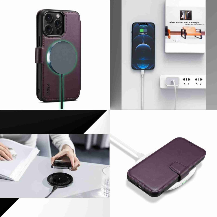 For iPhone 15 Pro Max ESEBLE E1 Nappa Texture MagSafe Holder Leather Phone Case(Dark Purple) - iPhone 15 Pro Max Cases by ESEBLE | Online Shopping South Africa | PMC Jewellery | Buy Now Pay Later Mobicred