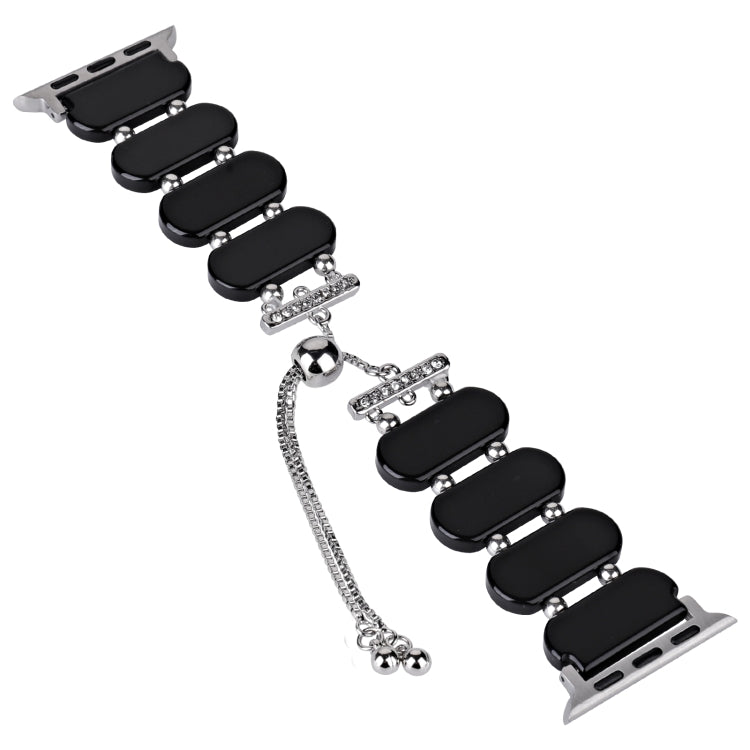 For Apple Watch Series 9 45mm Resin Retractable Chain Watch Band(Black) - Watch Bands by PMC TechLife | Online Shopping South Africa | PMC TechLife