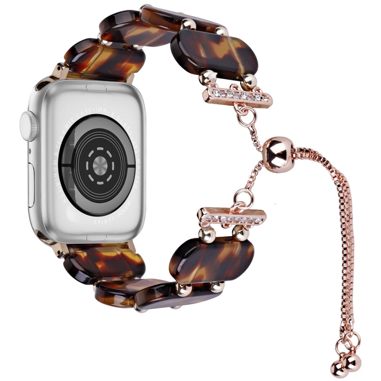 For Apple Watch Series 9 41mm Resin Retractable Chain Watch Band(Tortoiseshell) - Watch Bands by PMC TechLife | Online Shopping South Africa | PMC TechLife