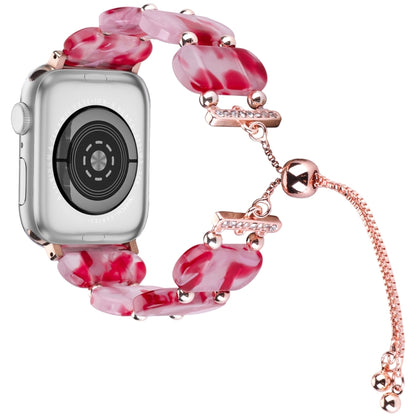 For Apple Watch Series 8 41mm Resin Retractable Chain Watch Band(Rose Red) - Watch Bands by PMC Jewellery | Online Shopping South Africa | PMC Jewellery