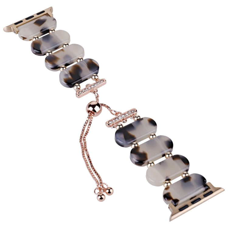 For Apple Watch Series 7 41mm Resin Retractable Chain Watch Band(Brown White) - Watch Bands by PMC TechLife | Online Shopping South Africa | PMC TechLife