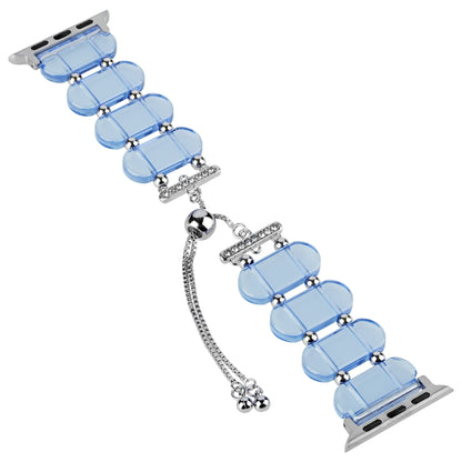 For Apple Watch Series 7 45mm Resin Retractable Chain Watch Band(Blue) - Watch Bands by PMC Jewellery | Online Shopping South Africa | PMC Jewellery