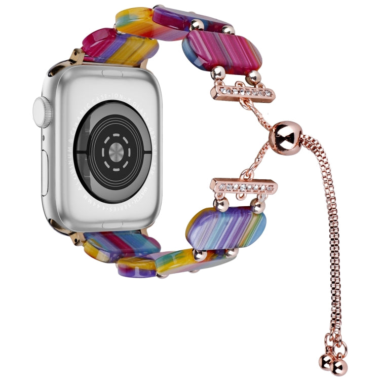 For Apple Watch SE 44mm Resin Retractable Chain Watch Band(Rainbow) - Watch Bands by PMC TechLife | Online Shopping South Africa | PMC TechLife