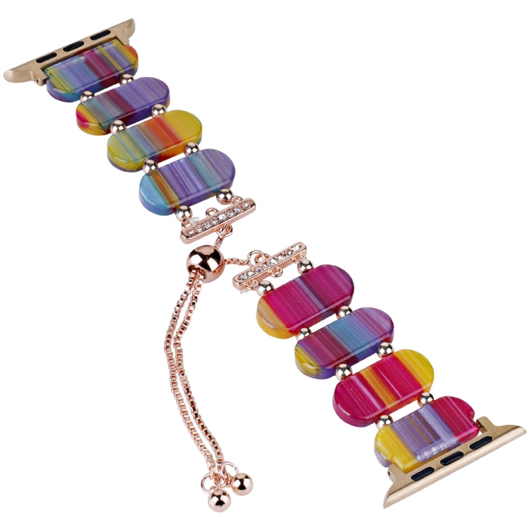 For Apple Watch SE 44mm Resin Retractable Chain Watch Band(Rainbow) - Watch Bands by PMC TechLife | Online Shopping South Africa | PMC TechLife
