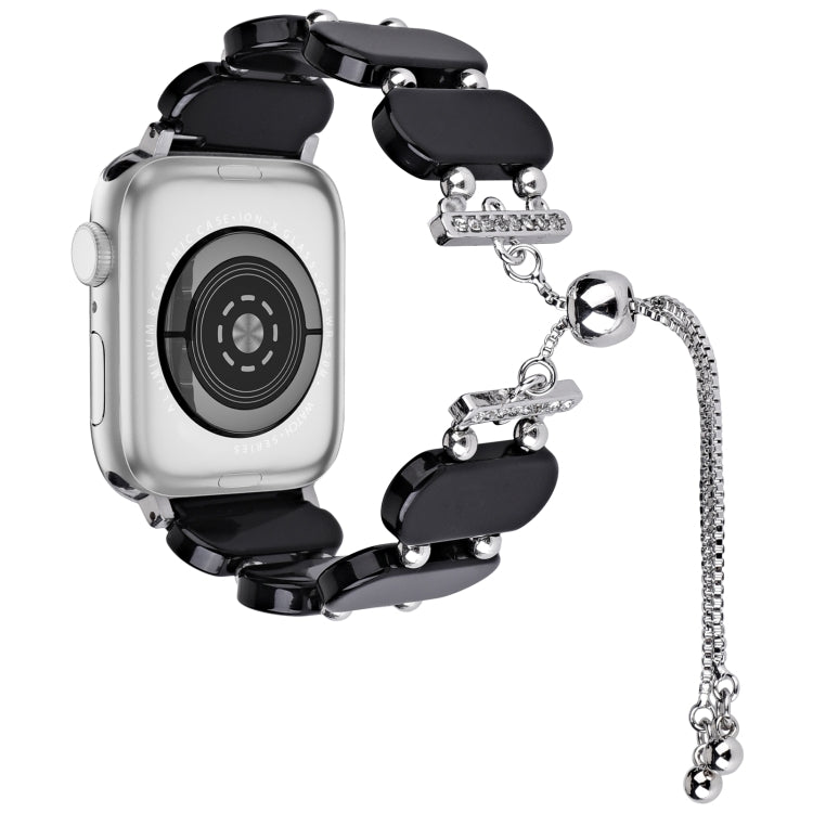 For Apple Watch Series 6 44mm Resin Retractable Chain Watch Band(Black) - Watch Bands by PMC TechLife | Online Shopping South Africa | PMC TechLife