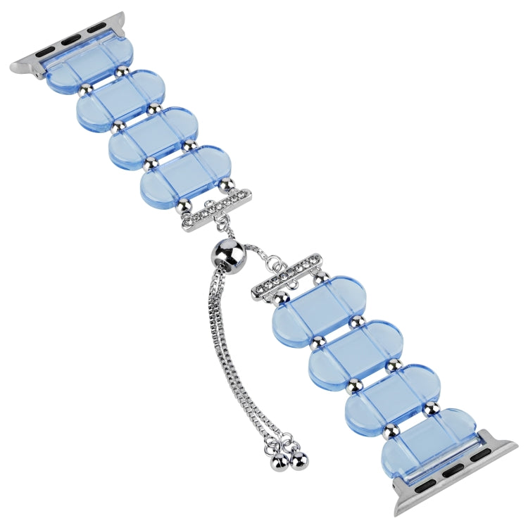 For Apple Watch Series 5 44mm Resin Retractable Chain Watch Band(Blue) - Watch Bands by PMC TechLife | Online Shopping South Africa | PMC TechLife