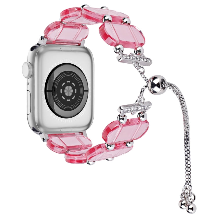 For Apple Watch Series 4 44mm Resin Retractable Chain Watch Band(Pink) - Watch Bands by PMC Jewellery | Online Shopping South Africa | PMC Jewellery