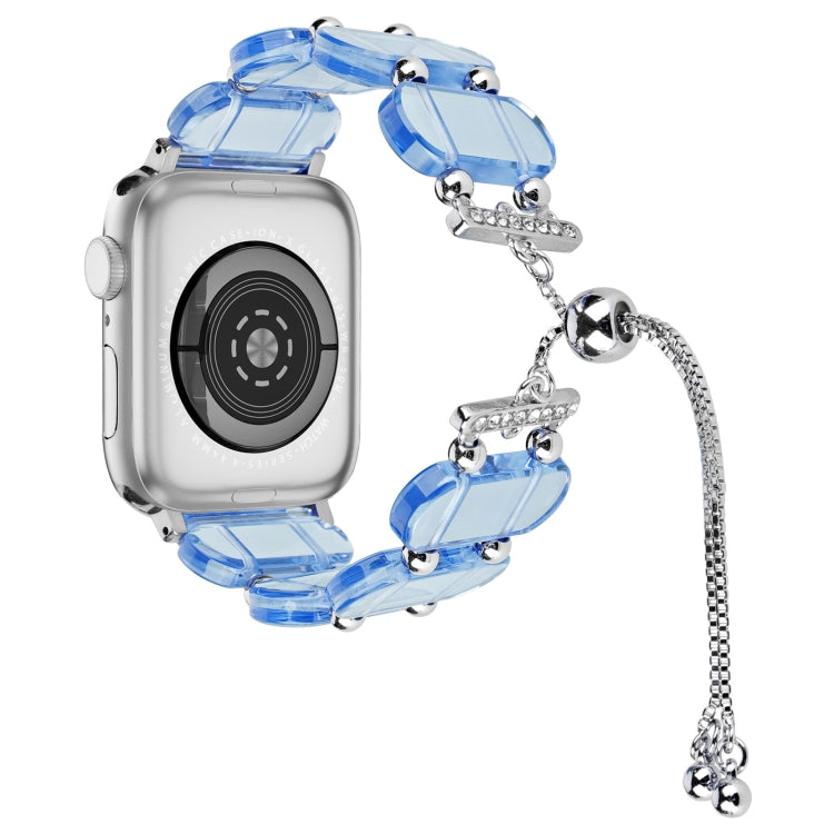For Apple Watch Series 3 42mm Resin Retractable Chain Watch Band(Blue) - Watch Bands by PMC TechLife | Online Shopping South Africa | PMC TechLife