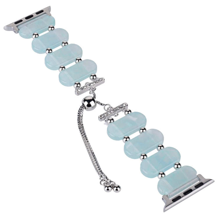 For Apple Watch Series 2 42mm Resin Retractable Chain Watch Band(Ice Blue) - Watch Bands by PMC TechLife | Online Shopping South Africa | PMC TechLife