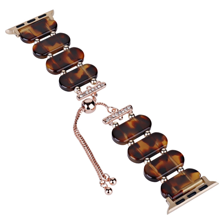 For Apple Watch 38mm Resin Retractable Chain Watch Band(Tortoiseshell) - Watch Bands by PMC TechLife | Online Shopping South Africa | PMC TechLife