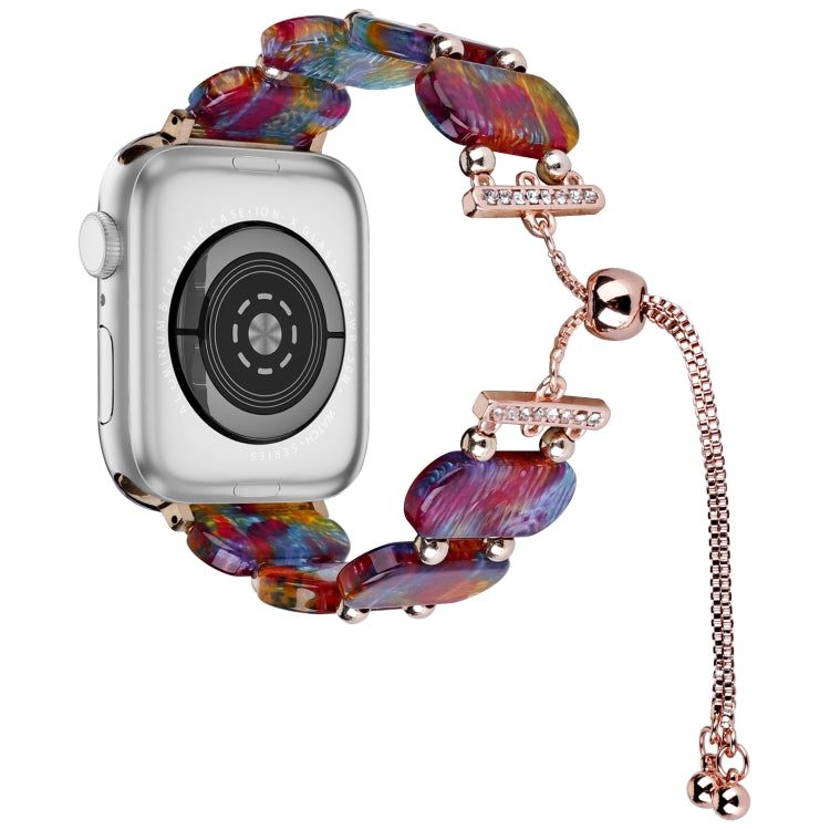 For Apple Watch 38mm Resin Retractable Chain Watch Band(Pearlescent Rainbow) - Watch Bands by PMC TechLife | Online Shopping South Africa | PMC TechLife