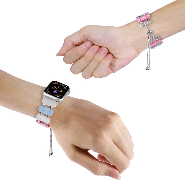 For Apple Watch Series 3 42mm Resin Retractable Chain Watch Band(Pink) - Watch Bands by PMC Jewellery | Online Shopping South Africa | PMC Jewellery