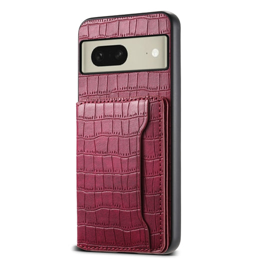 For Google Pixel 8 Crocodile Texture Card Bag Design Full Coverage Phone Case(Red) - Google Cases by PMC Jewellery | Online Shopping South Africa | PMC Jewellery | Buy Now Pay Later Mobicred