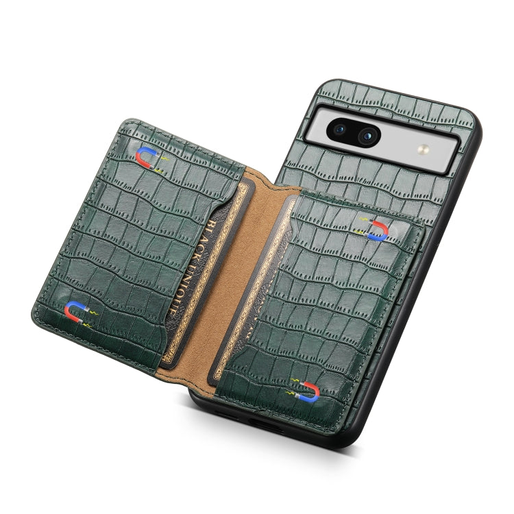 For Google Pixel 7a Crocodile Texture Card Bag Design Full Coverage Phone Case(Green) - Google Cases by PMC Jewellery | Online Shopping South Africa | PMC Jewellery | Buy Now Pay Later Mobicred