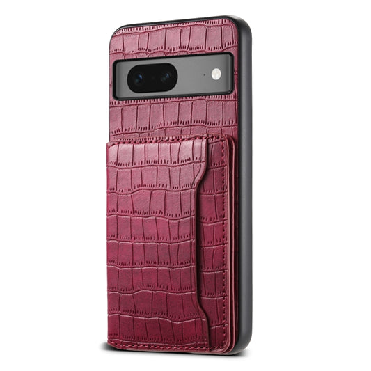 For Google Pixel 7 5G Crocodile Texture Card Bag Design Full Coverage Phone Case(Red) - Google Cases by PMC Jewellery | Online Shopping South Africa | PMC Jewellery | Buy Now Pay Later Mobicred