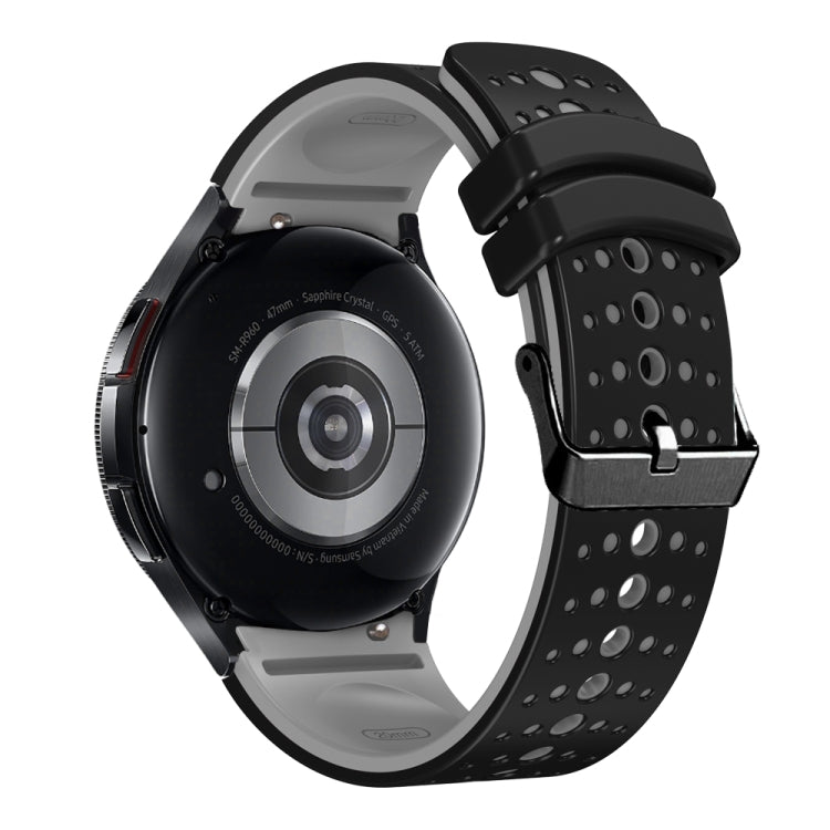 For Samsung Galaxy Watch 6 Two Color Silicone Watch Band(Black Grey) - Watch Bands by PMC TechLife | Online Shopping South Africa | PMC TechLife