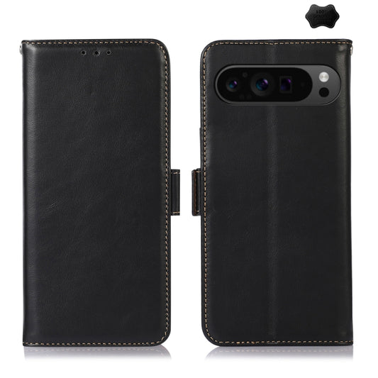 For Google Pixel 9 Pro Crazy Horse Top Layer Cowhide Leather Phone Case(Black) - Google Cases by PMC Jewellery | Online Shopping South Africa | PMC Jewellery | Buy Now Pay Later Mobicred