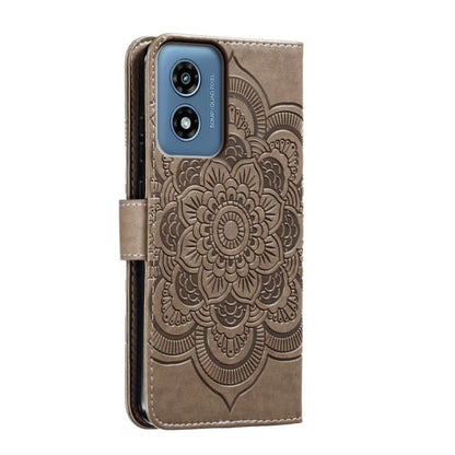 For Motorola Moto G Play 2024 Sun Mandala Embossing Pattern Phone Leather Case(Grey) - Motorola Cases by PMC Jewellery | Online Shopping South Africa | PMC Jewellery | Buy Now Pay Later Mobicred