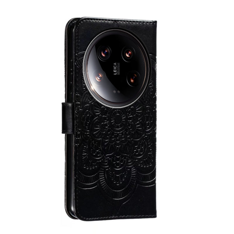 For Xiaomi 14 Ultra Sun Mandala Embossing Pattern Phone Leather Case(Black) - 14 Ultra Cases by PMC Jewellery | Online Shopping South Africa | PMC Jewellery | Buy Now Pay Later Mobicred