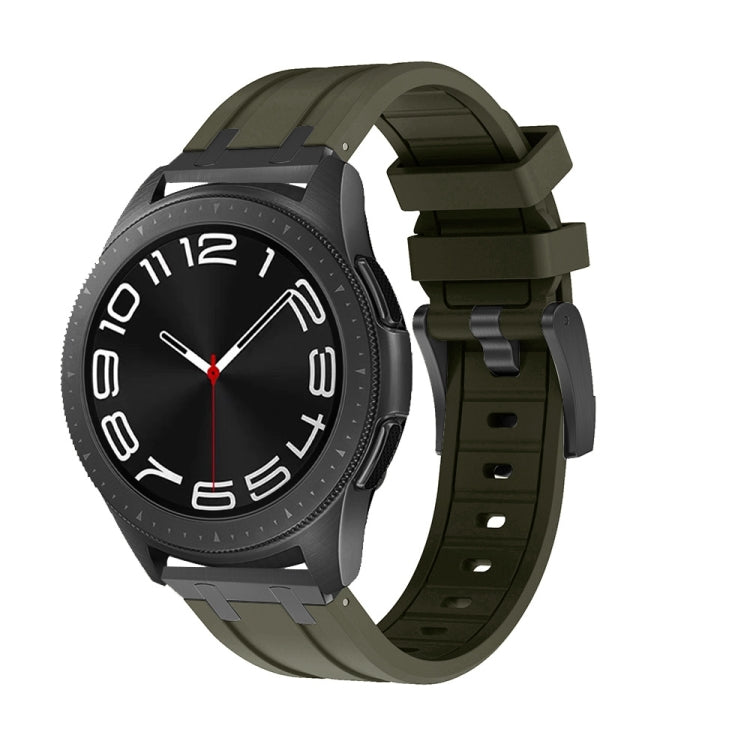 20mm Flat Head Silicone Watch Band(Black Green) - 20mm Bands by PMC Jewellery | Online Shopping South Africa | PMC Jewellery