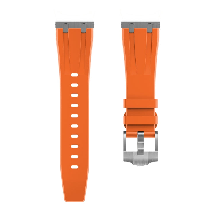 20mm Flat Head Silicone Watch Band(Silver Orange) - 20mm Bands by PMC Jewellery | Online Shopping South Africa | PMC Jewellery