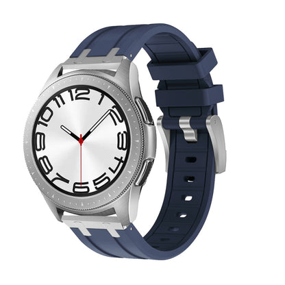 20mm Flat Head Silicone Watch Band(Silver Blue) - 20mm Bands by PMC Jewellery | Online Shopping South Africa | PMC Jewellery