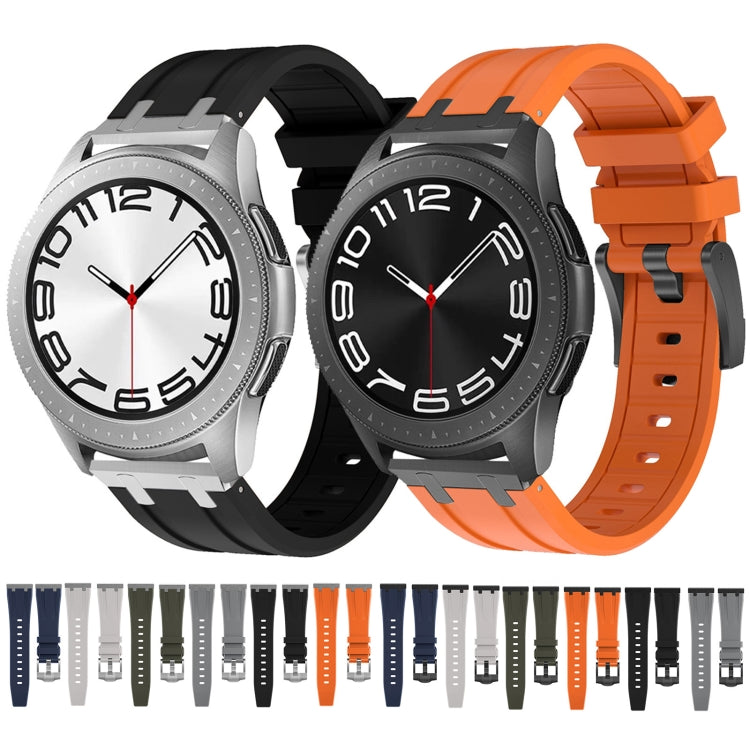 20mm Flat Head Silicone Watch Band(Silver Orange) - 20mm Bands by PMC TechLife | Online Shopping South Africa | PMC TechLife