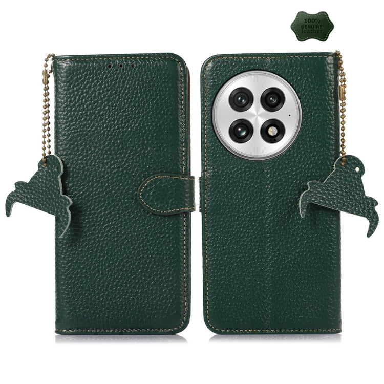 For OnePlus 13 Genuine Leather Litchi Texture RFID Leather Phone Case(Green) - OnePlus Cases by PMC TechLife | Online Shopping South Africa | PMC TechLife | Buy Now Pay Later Mobicred