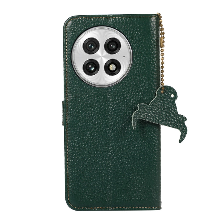 For OnePlus 13 Genuine Leather Litchi Texture RFID Leather Phone Case(Green) - OnePlus Cases by PMC TechLife | Online Shopping South Africa | PMC TechLife | Buy Now Pay Later Mobicred