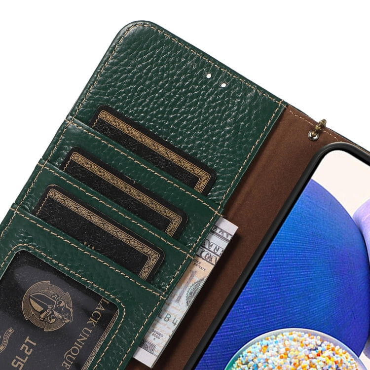 For OnePlus 13 Genuine Leather Litchi Texture RFID Leather Phone Case(Green) - OnePlus Cases by PMC TechLife | Online Shopping South Africa | PMC TechLife | Buy Now Pay Later Mobicred