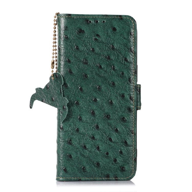 For Google Pixel 9 Ostrich Pattern Genuine Leather RFID Phone Case(Green) - Google Cases by PMC Jewellery | Online Shopping South Africa | PMC Jewellery | Buy Now Pay Later Mobicred