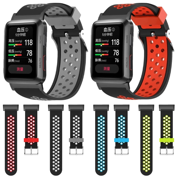 For Huawei Watch D Two Color Punched Silicone Watch Band(Black Red) - Watch Bands by PMC TechLife | Online Shopping South Africa | PMC TechLife