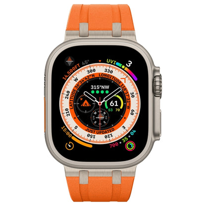 For Apple Watch Ultra 2 49mm Stone Grain Liquid Silicone Watch Band(Titanium Orange) - Watch Bands by PMC Jewellery | Online Shopping South Africa | PMC Jewellery