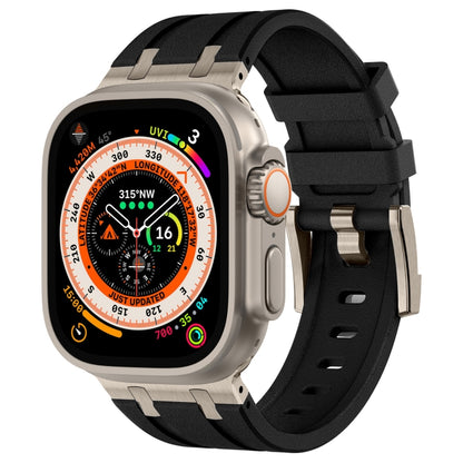 For Apple Watch Ultra 2 49mm Stone Grain Liquid Silicone Watch Band(Titanium Black) - Watch Bands by PMC Jewellery | Online Shopping South Africa | PMC Jewellery