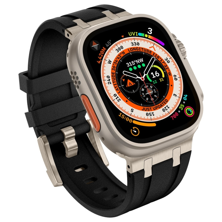 For Apple Watch Series 9 45mm Stone Grain Liquid Silicone Watch Band(Titanium Black) - Watch Bands by PMC TechLife | Online Shopping South Africa | PMC TechLife
