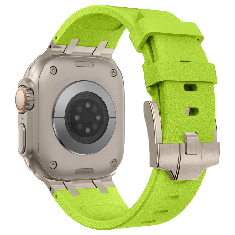 For Apple Watch Series 9 45mm Stone Grain Liquid Silicone Watch Band(Titanium Green) - Watch Bands by PMC TechLife | Online Shopping South Africa | PMC TechLife