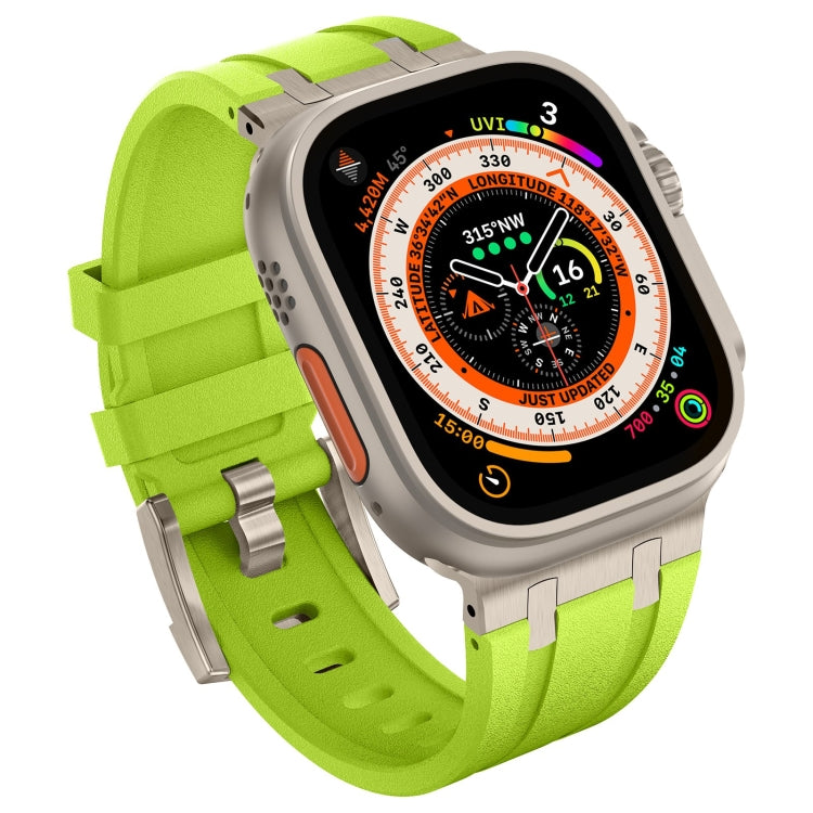 For Apple Watch Series 9 45mm Stone Grain Liquid Silicone Watch Band(Titanium Green) - Watch Bands by PMC Jewellery | Online Shopping South Africa | PMC Jewellery