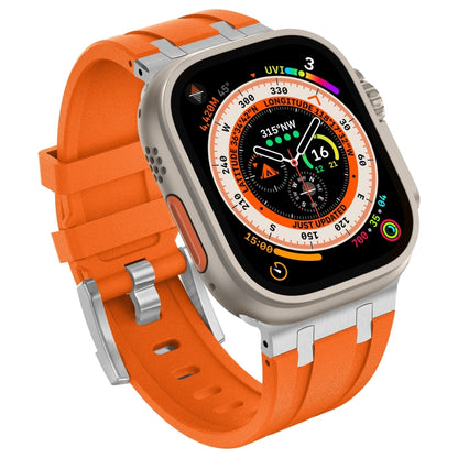 For Apple Watch Series 9 45mm Stone Grain Liquid Silicone Watch Band(Sliver Orange) - Watch Bands by PMC Jewellery | Online Shopping South Africa | PMC Jewellery